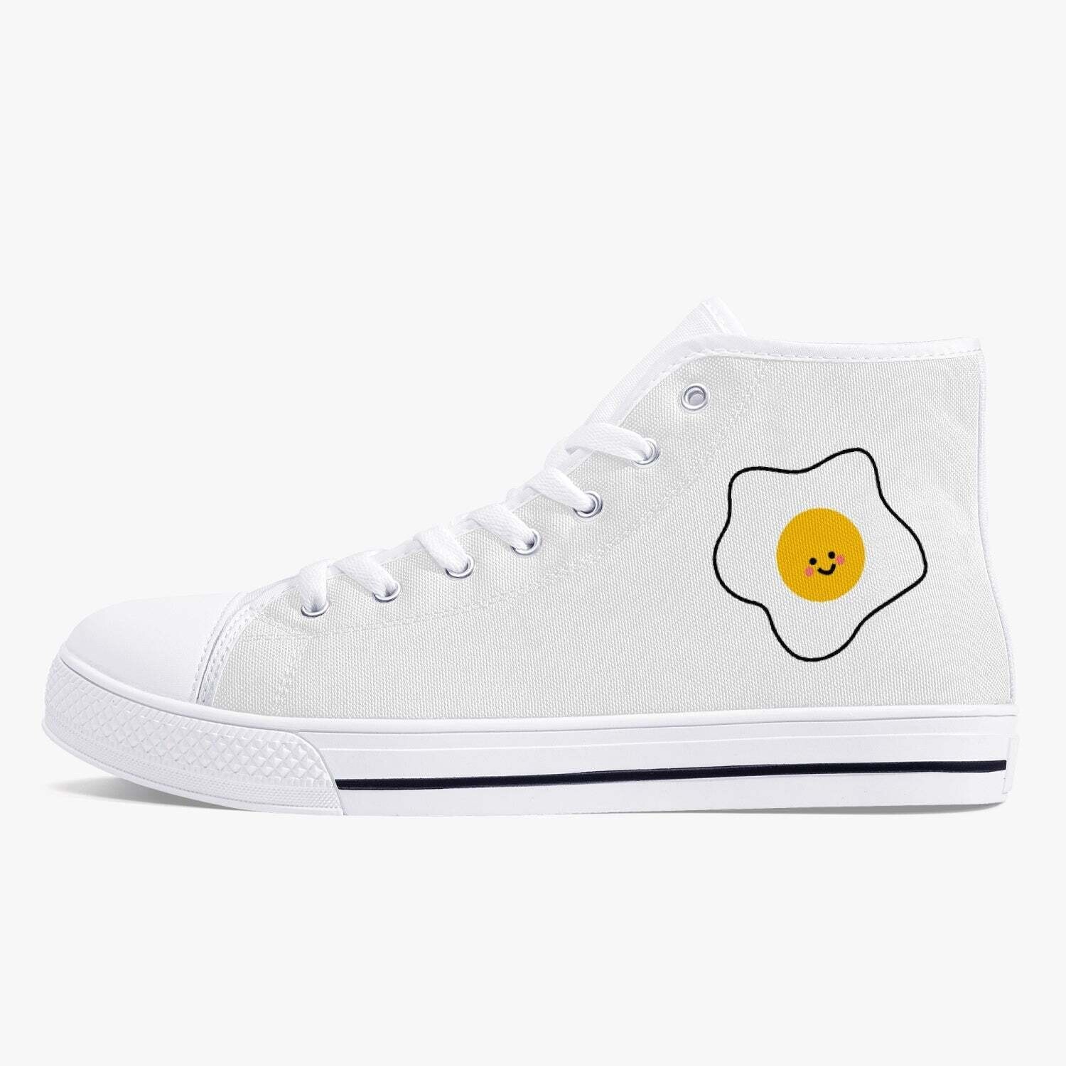 Jacki Easlick Lux Egg Classic High-Top Canvas Sneakers - White/Black, Size: US5.8/EU38, Color: White, Gender: Men