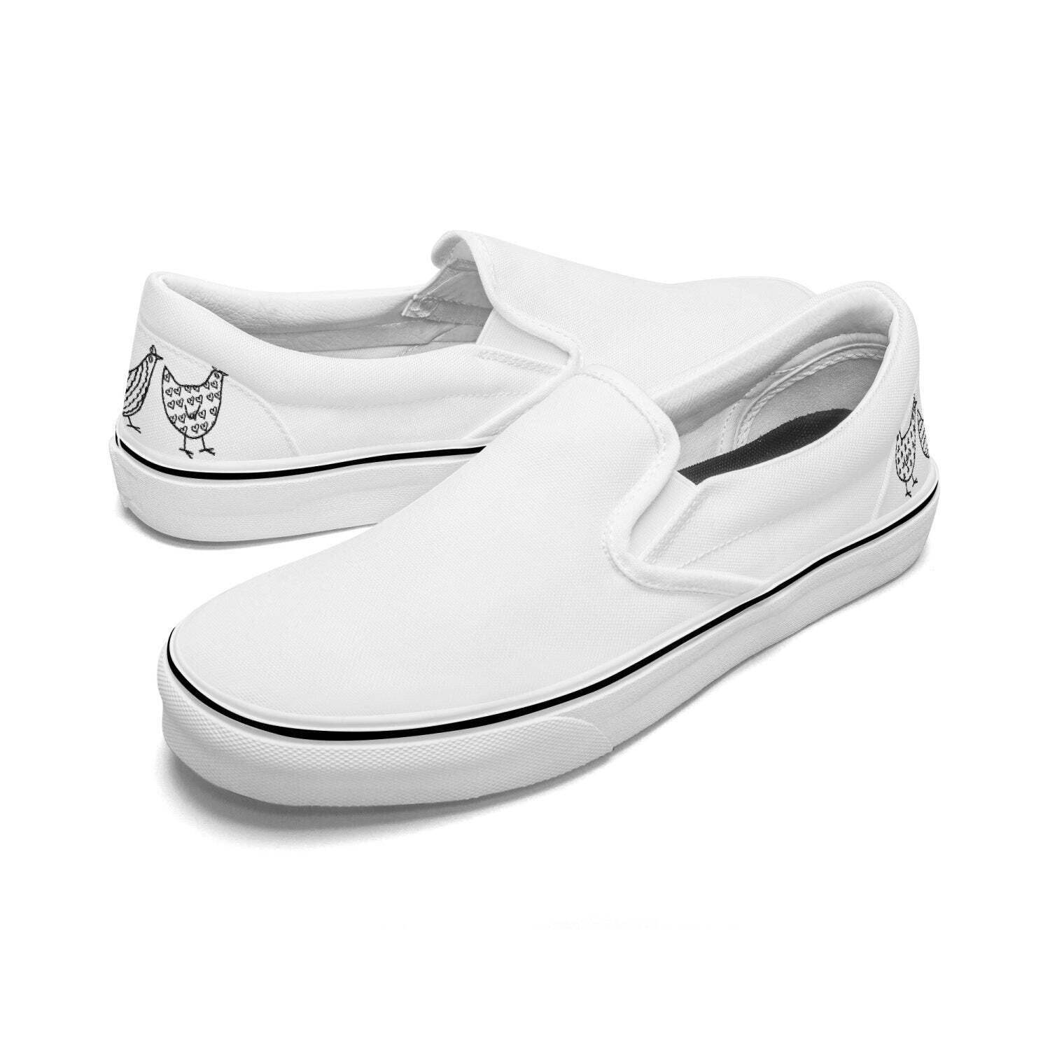 Jacki Easlick Three Chickens Canvas Sneakers, Size: Men-US5/EU38