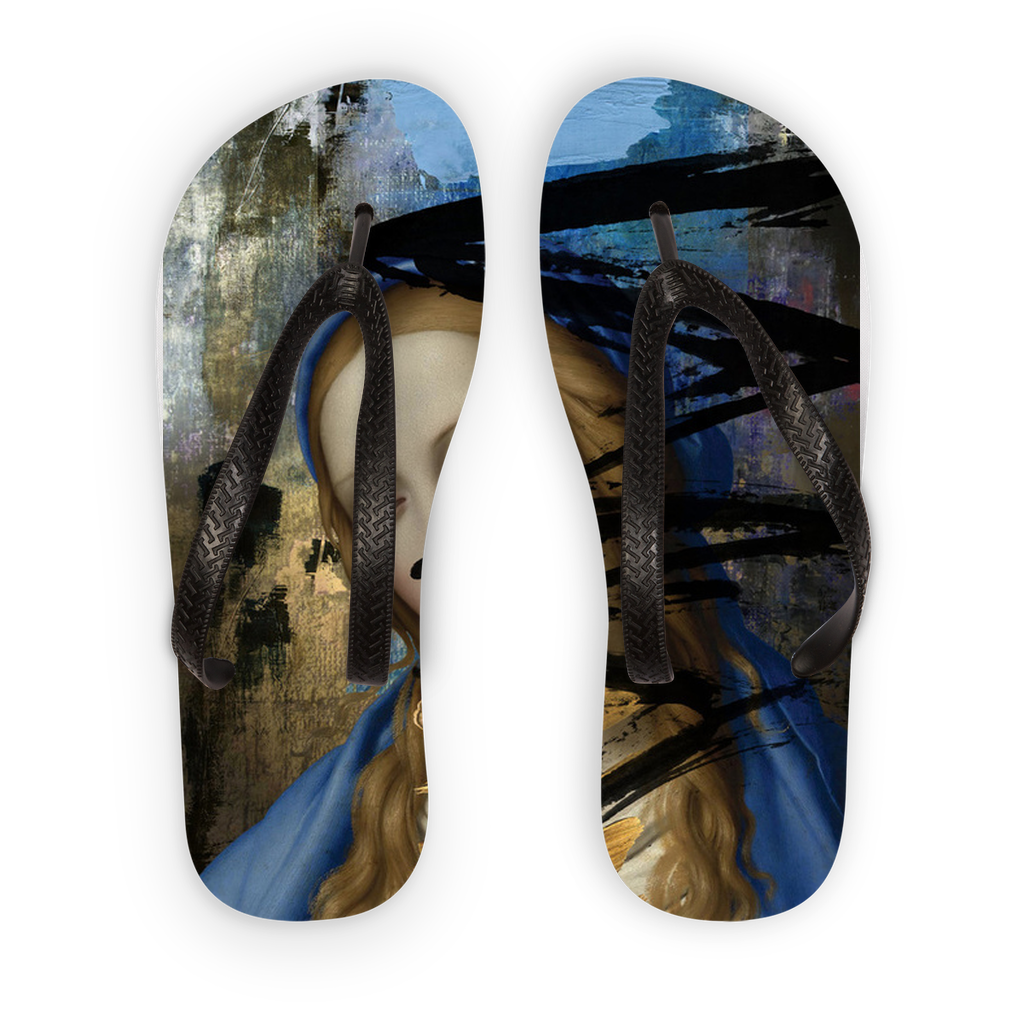 Blue Adult Flip Flops, Size: S, Color: Black Strap