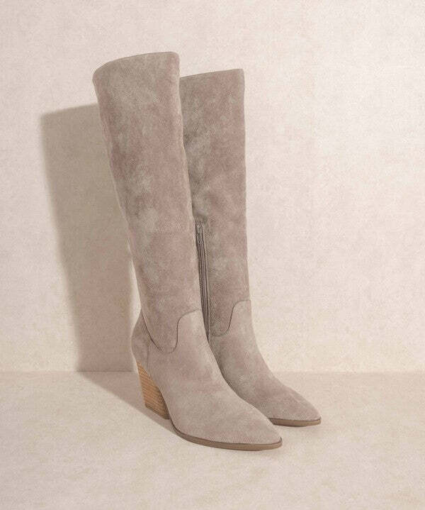 OASIS SOCIETY Lacey - Knee High Western Boots, size: 8, color: GREY