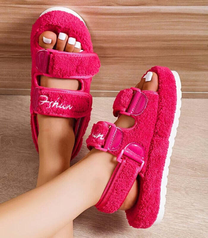 Summer Flats Women Sandals Fashion Female Platform Sandals, Color: Red, Shoe Size: 6