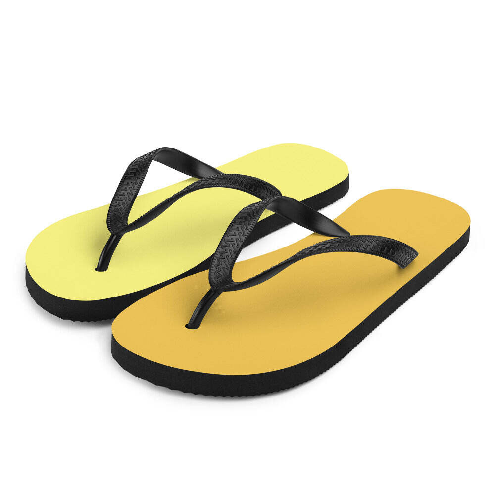 Yellow Orange Flip-Flops, Size: ADULT SMALL UK 4-6