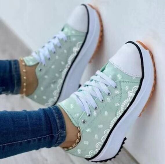 Pattern Canvas Women Sneakers Casual Sport Shoes, Color: Green, Shoe Size: 8.5