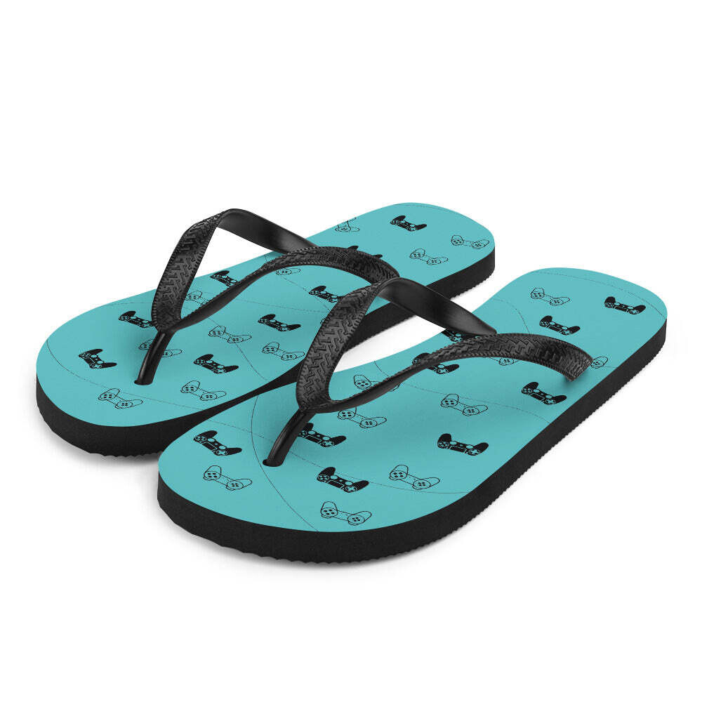 Gamer Blue Flip-Flops, Size: S UK 4-6