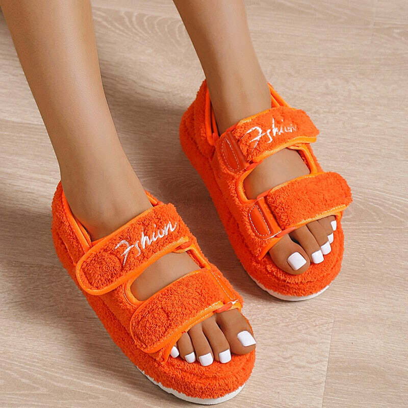 Casual Thick Bottom Women Sandals Green/Orange/Black/Blue, Color: orange, Shoe Size: 6