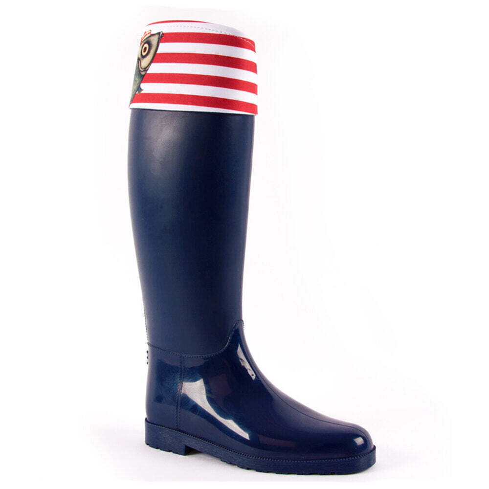 Biggdesign Rain Boots for Women, Fish Line Design,  Waterproof, Rain, Option1: Navy blue