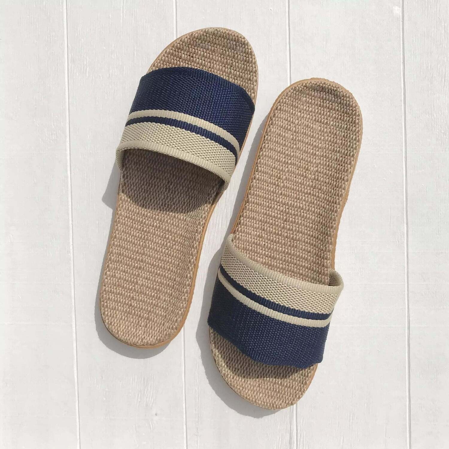 Mens Beach Sliders | Navy Stripe