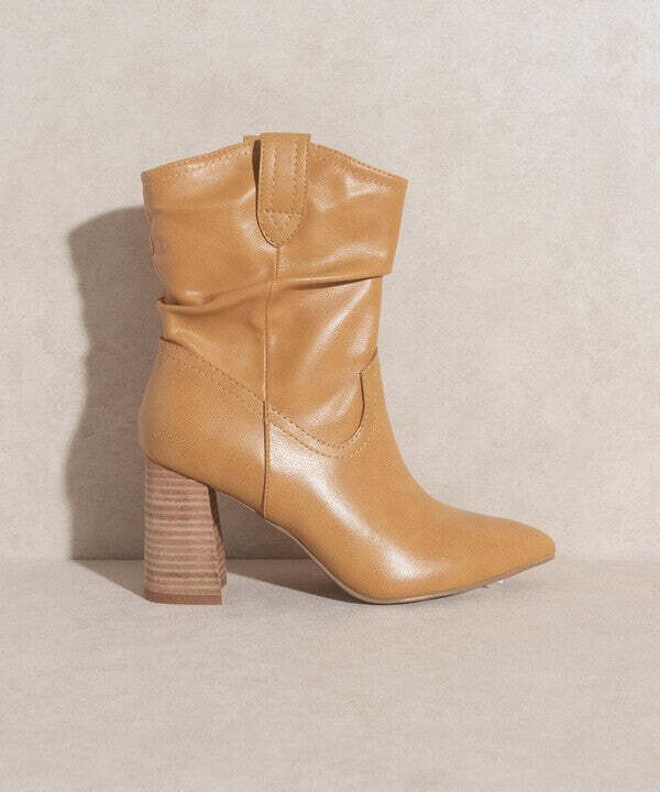OASIS SOCIETY Mavis - Western Style Bootie, size: 6, color: TAN PU