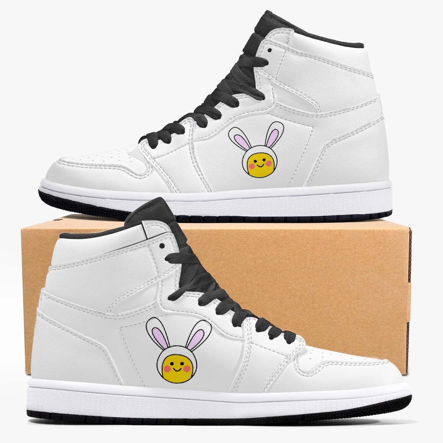 Jacki Easlick Lux Bunny High-Top Leather Sneakers, Size: Men-US5/EU38, Color: Black