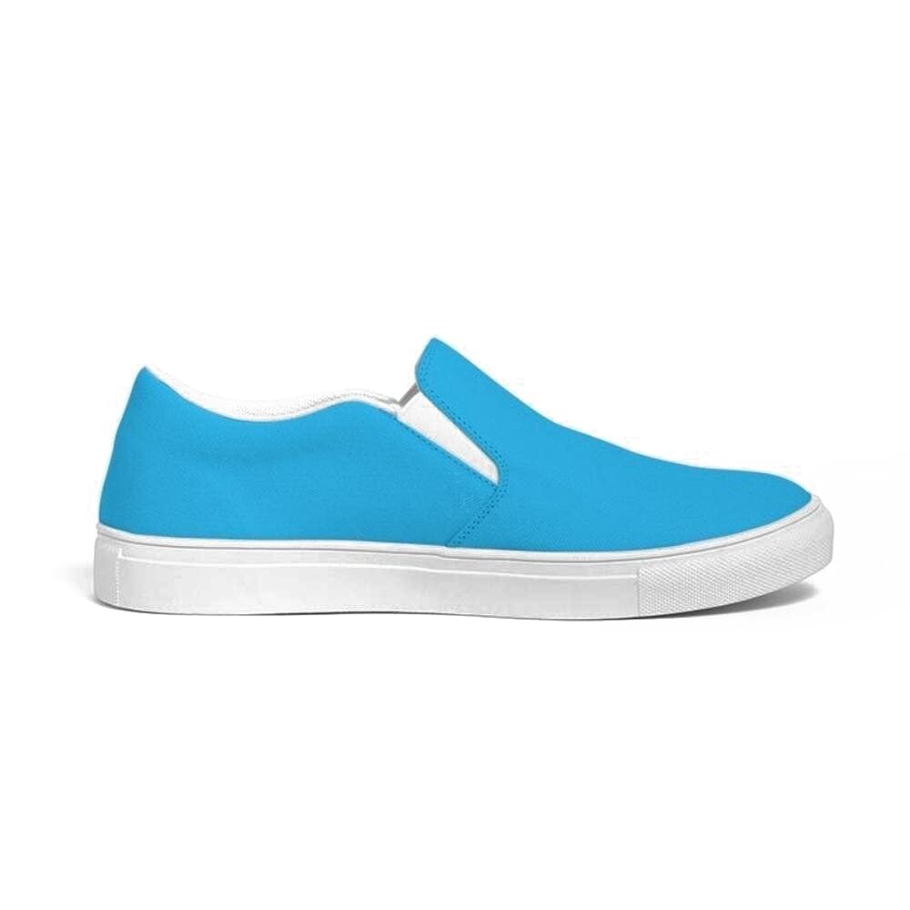 Womens Sneakers - Vibrant Blue Low Top Slip-On Canvas Sports Shoes, Size: 9, Color: Blue, Style: Womens