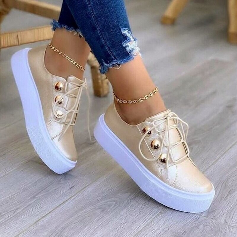 Light Breathable Female Running Shoes Casual Women Vulcanized Shoes, Color: Gold, Shoe Size: 10