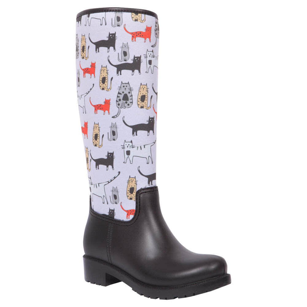 BiggDesign Cats Boots, Rain boot, 40 Size, Black Boots, Custom Design, Option1: Black