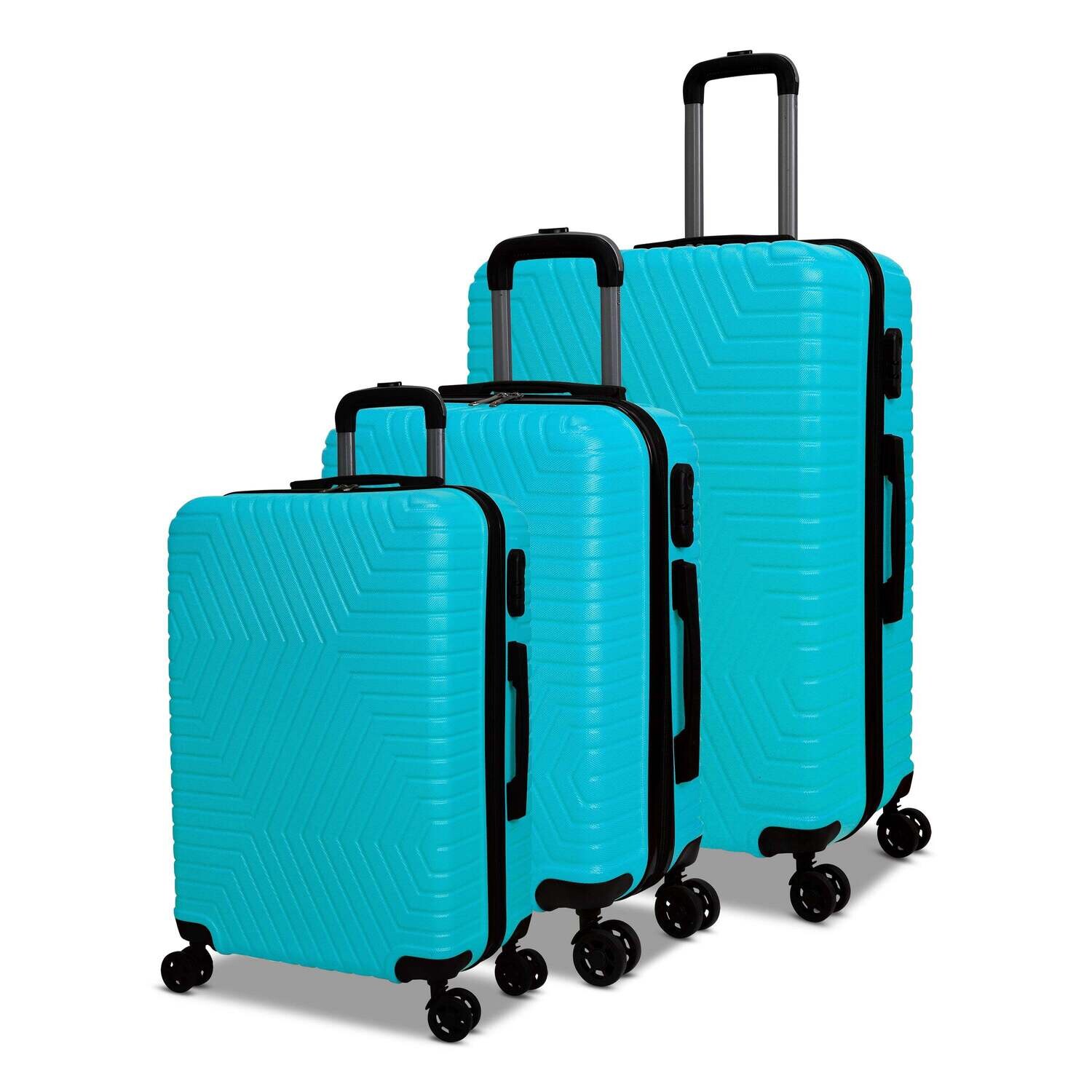 NICCI 3 piece Luggage Set Lattitude Collection, Color: Aqua