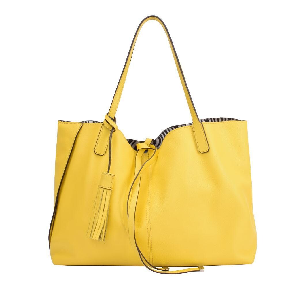 Maria Carla Woman&#39;s Fashion Luxury Handbag/Tote, Smooth Leather Bag,, Color: Yellow