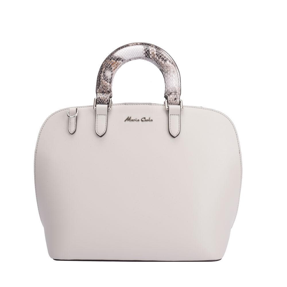 Maria Carla Woman&#39;s Fashion Luxury Leather Handbag, Smooth Leather, Color: LT.Grey