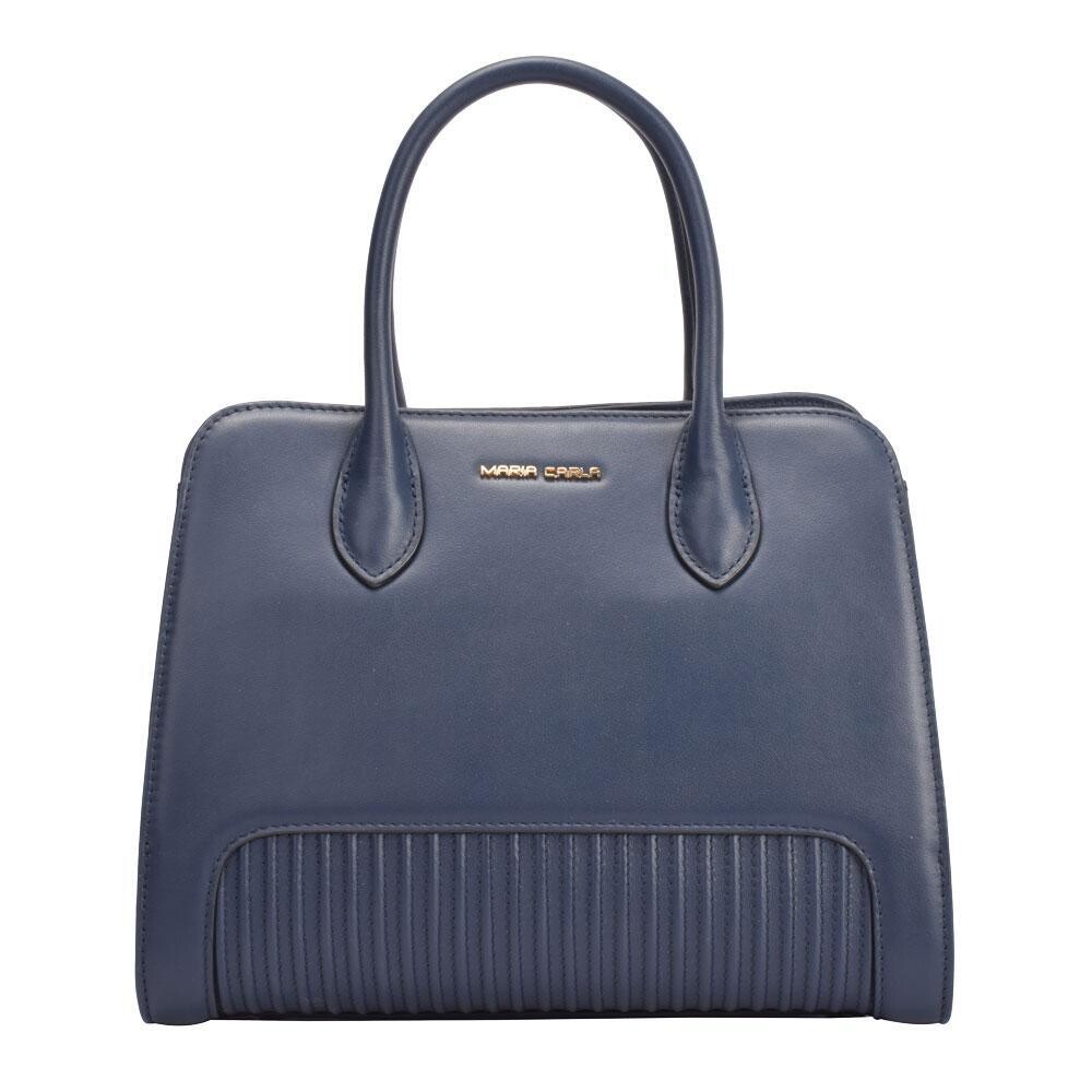 Maria Carla Woman&#39;s Fashion Luxury Leather Handbag, Smooth Leather, Color: Navy