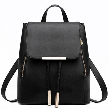 Women Backpack   High Quality PU Leather, Color: Black