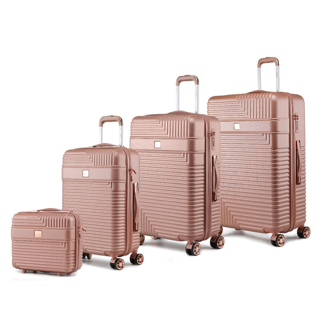 Mykonos Luggage Set- Large Check-in, Medium Check-in, Carry-on, and, Color: Rose Gold