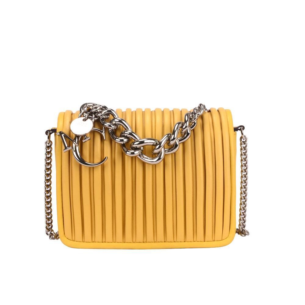 Maria Carla Women&#39;s Fashion Luxury Leather Handbag-Small Purse, Smooth, Color: Yellow