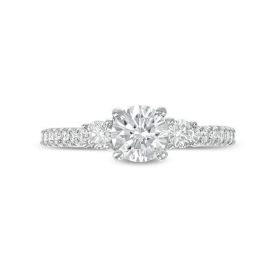 Three Stone Round Diamond Pave Engagement Setting