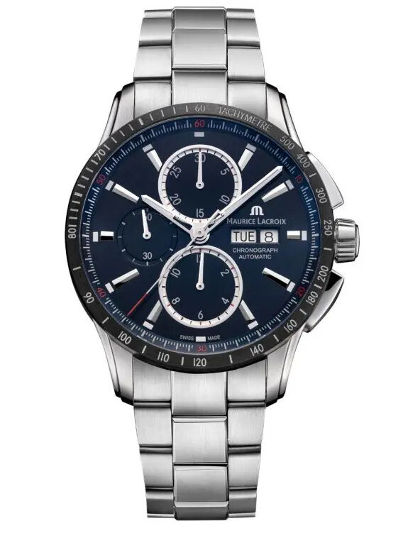 Maurice Lacroix Stainless Steel Pontos S Blue Dial Chronograph 43mm
