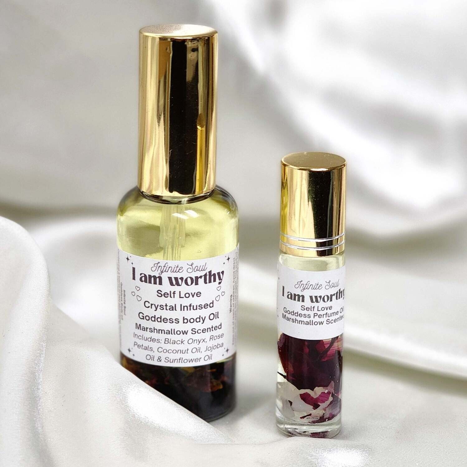 I am Worthy: Self Love Crystal Infused Goddess Body &amp; Perfume Oil -