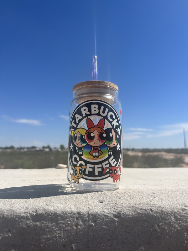 PowerPuff Girls 16oz Glass Can Cup