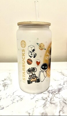 Robot Love Frosted 16oz Glass Can Cup