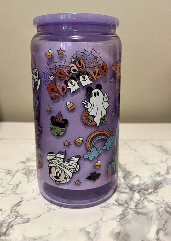 Spooky Mouse 16oz Purple Glass Cup