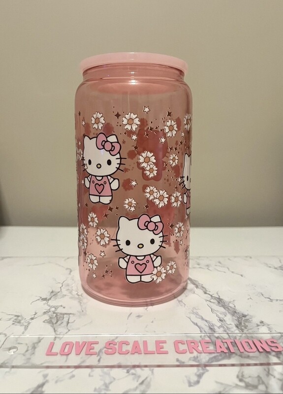 Kitty 16oz Light Pink Glass Cup
