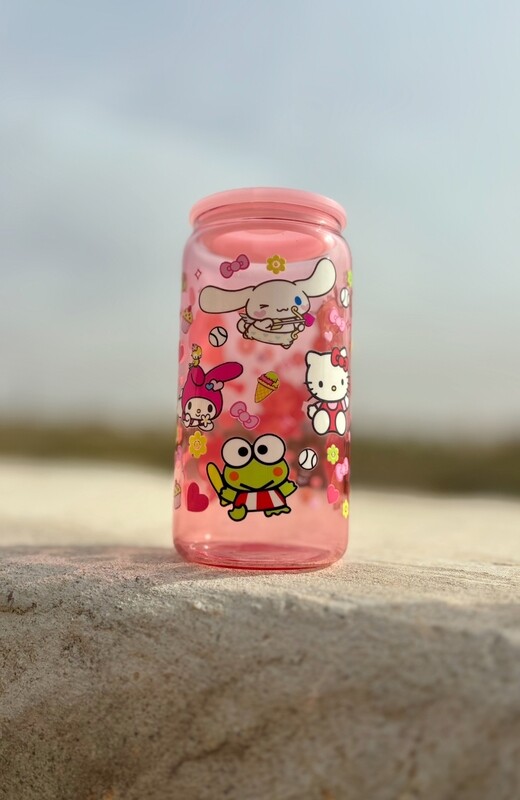 Sanrio 16oz Pink Glass Cup