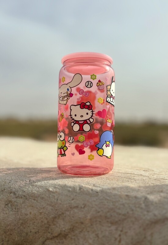 Sanrio 16oz Pink Glass Cup