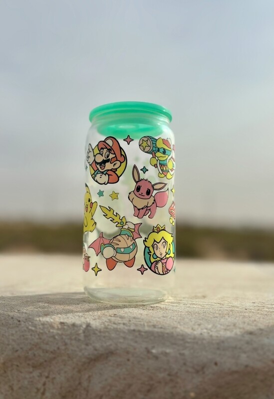 Super Bros Green Irredescent 16oz Glass Cup