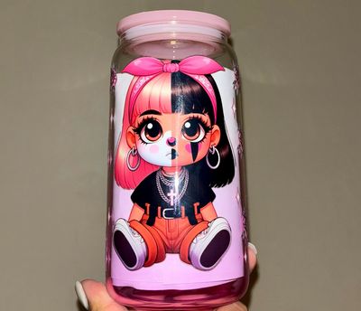 Pink Ombre 16oz Glass Cup