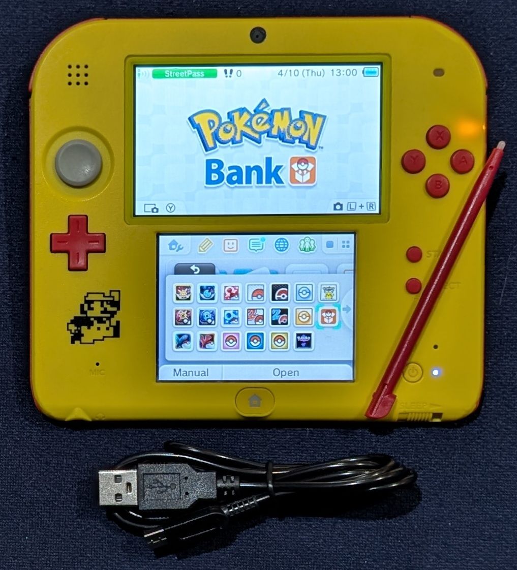 Custom Original 2DS Mario Maker Edition with 64GB SD, USB charger