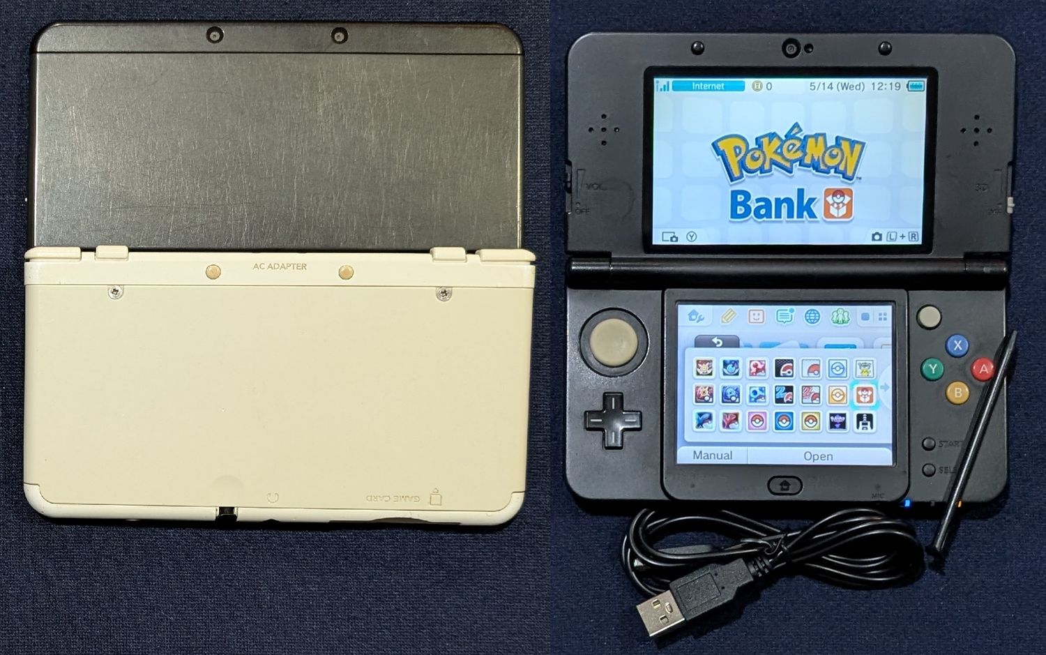 Custom White &amp; Black Nintendo &quot;New&quot; 3DS with faceplate, 64 GB microSD, charger