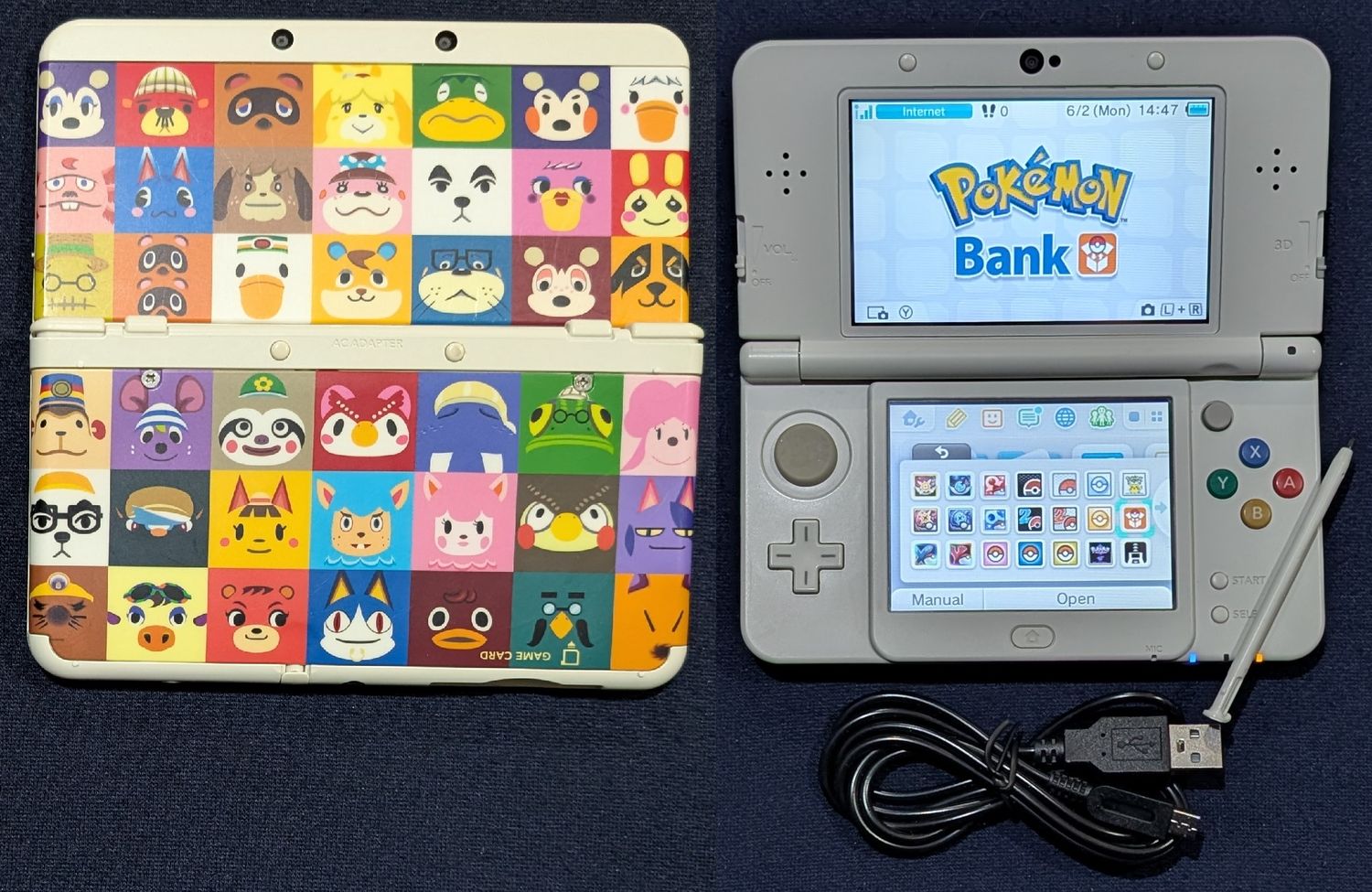 Custom Nintendo &quot;New&quot; 3DS with Animal Crossing faceplates, 128 GB microSD, charger
