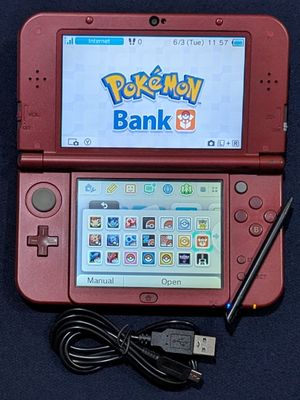 Custom Red &quot;New&quot; 3DS XL, 64 GB microSD, USB Charger