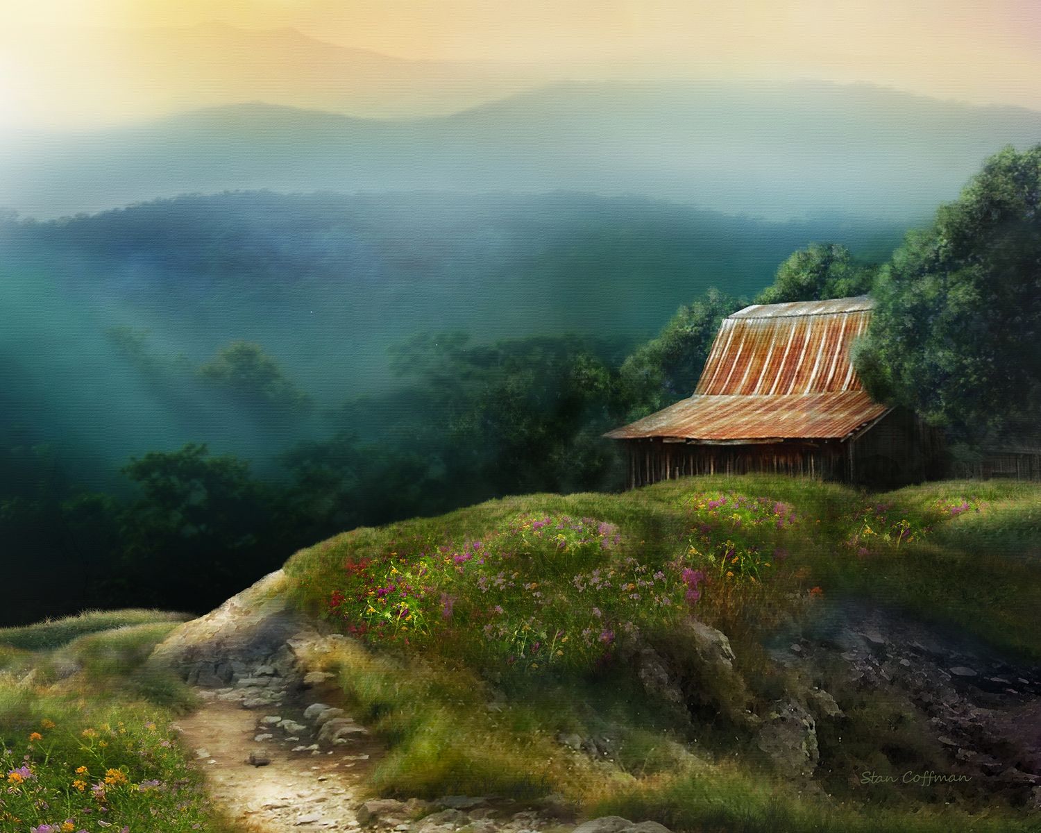 Hillside with an old Barn