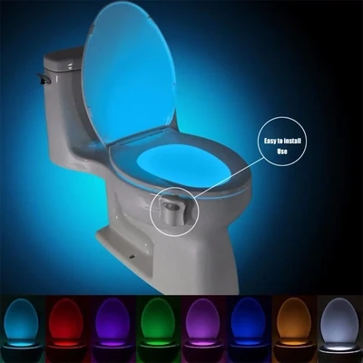 Colorful Toilet LED Lights with Motion Sensor. Night Light for Bathroom.