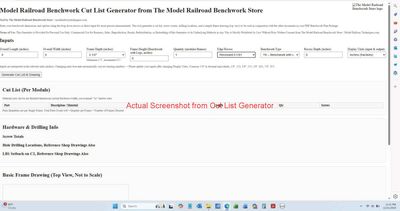 PRO Digital Benchwork Plan Package™ plus Model Railroad Benchwork Cut List Generator™