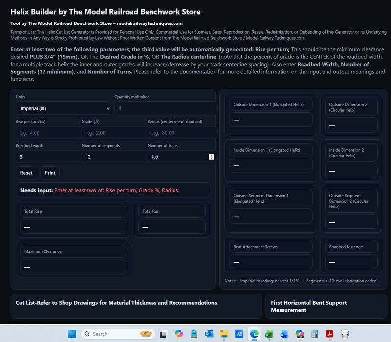 Helix Builder Screenshot User Inputs example