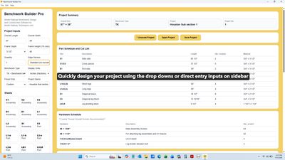 Benchwork Builder Pro main user interface window