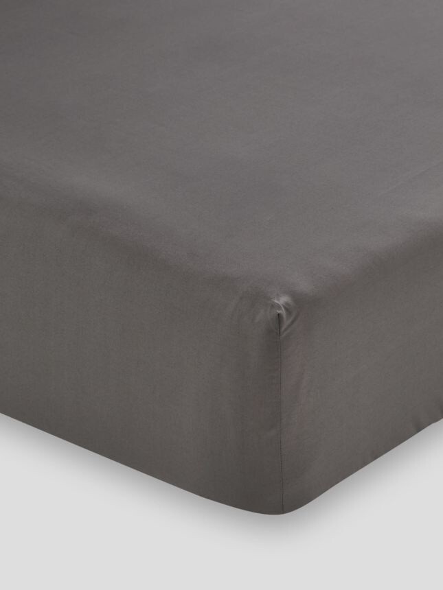 Remo Percale Fitted Sheet | 250TC, Size: SB, Colour: Charcoal