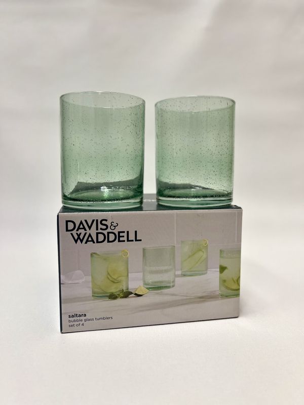 Saltara Tumblers | Green | Bubble Glass | Set of 4