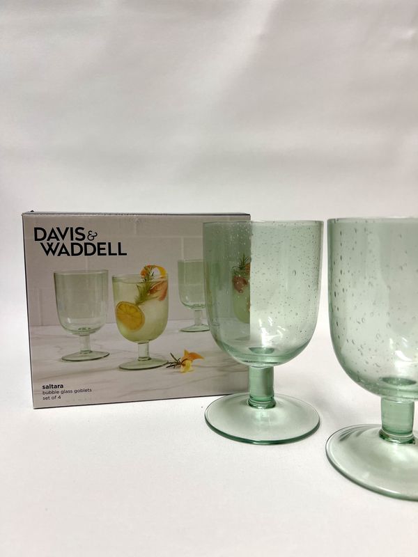 Saltara Goblets | Green | Bubble Glass | Set of 4