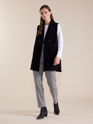 Marco Polo - Longline Boiled Wool Vest Black - YTMW43522