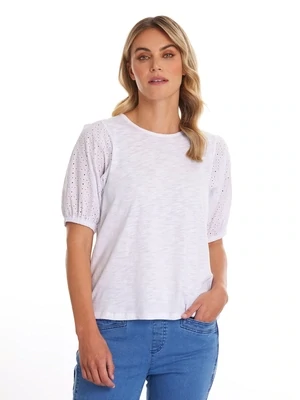 Marco Polo - Puff Sleeve Embroidered Tee