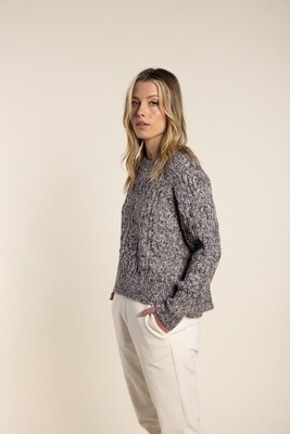 Two-T's - Crew Neck Cable Knit Clove - 2711
