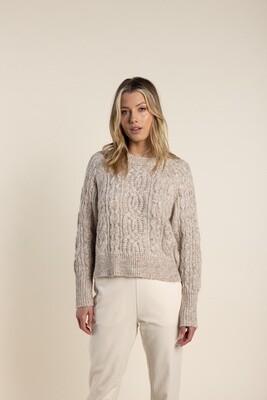 Two-T's - Crew Neck Cable Knit Marshmellow - 2711